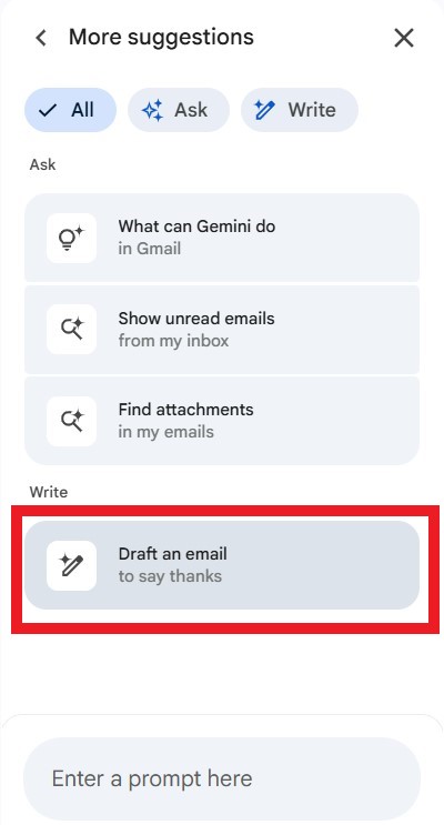 Gmail Gemini AI 功能二、起草新郵件