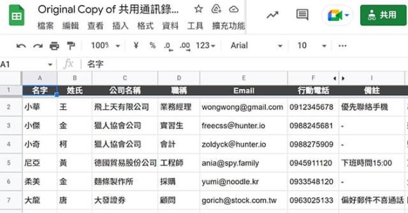 企業用「Google Workspace 共用通訊錄」