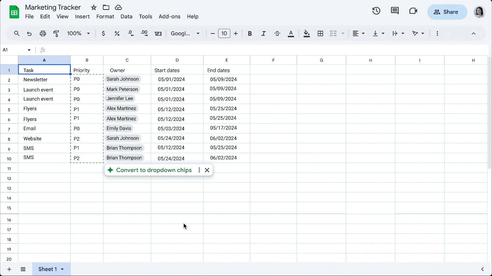 Convert Data to Dropdown Chips